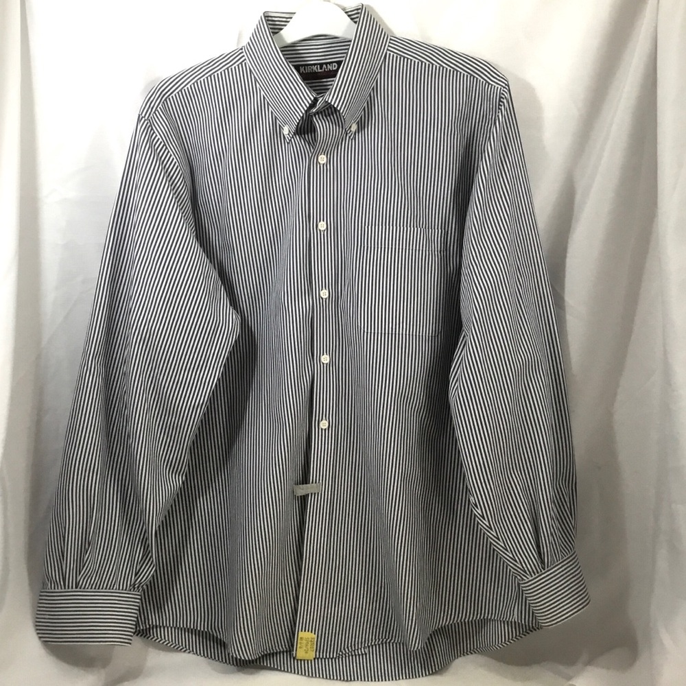 Kirkland Signature Navy Pinstripe Dress Shirt 16.5